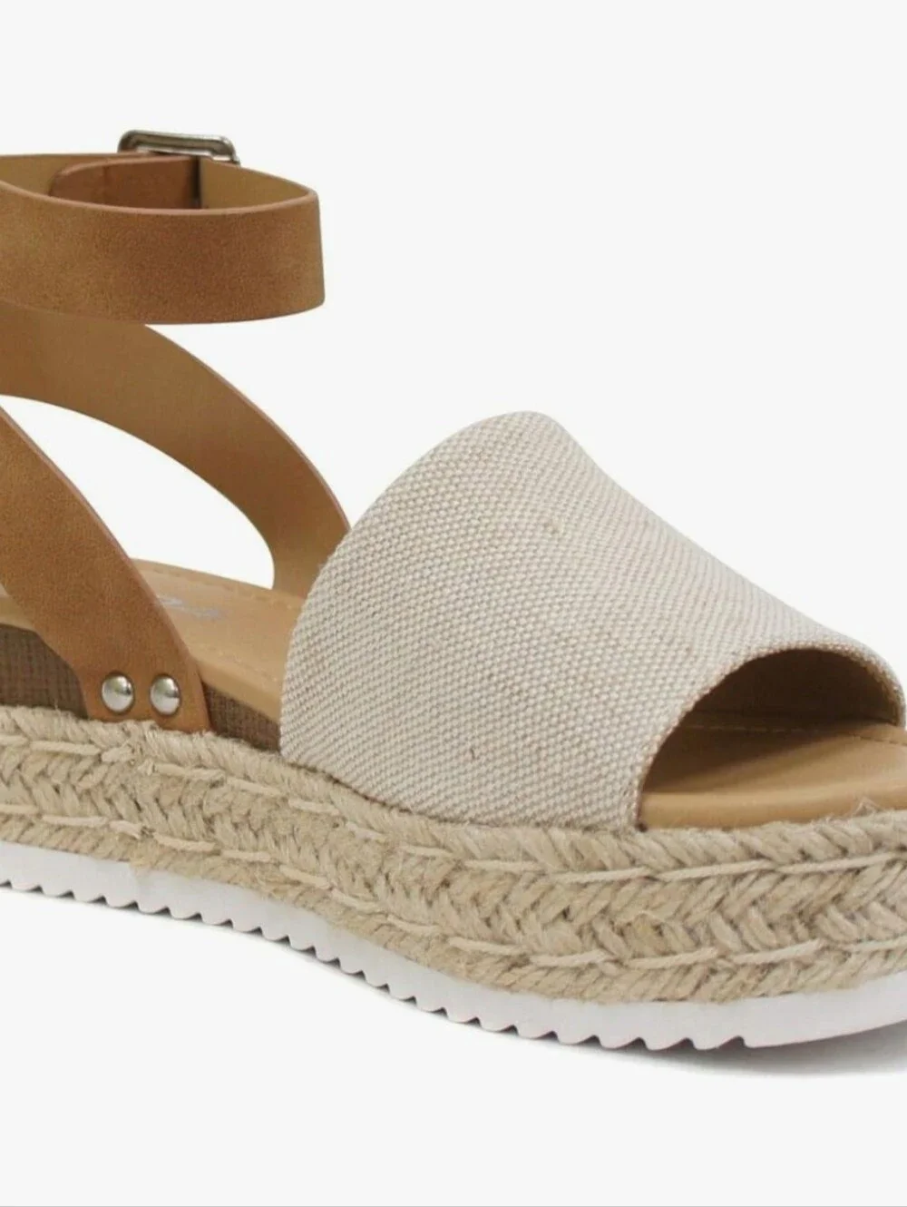 Soda Topic Open Toe Buckle Ankle Strap Espadrilles Flatform Wedge Casual Sandal